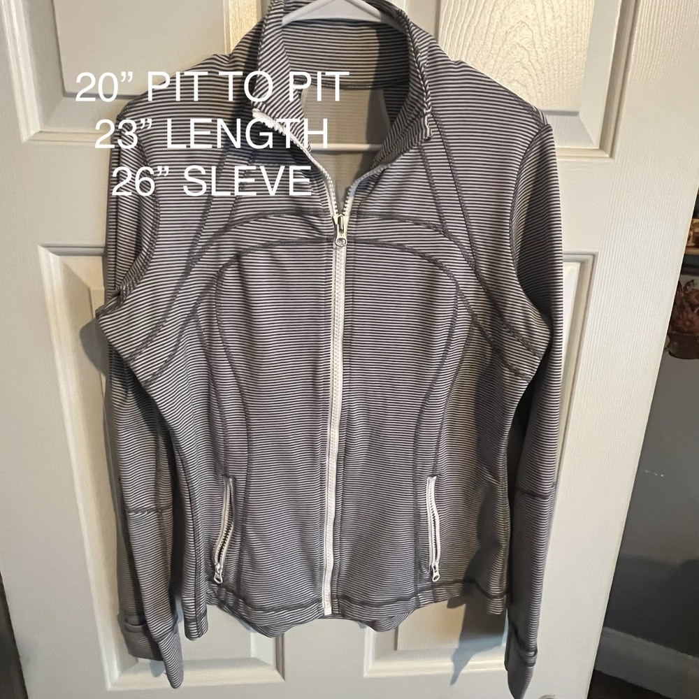 Lululemon Striped Define Jacket Gray White Full Zip Women Small No Size Tag